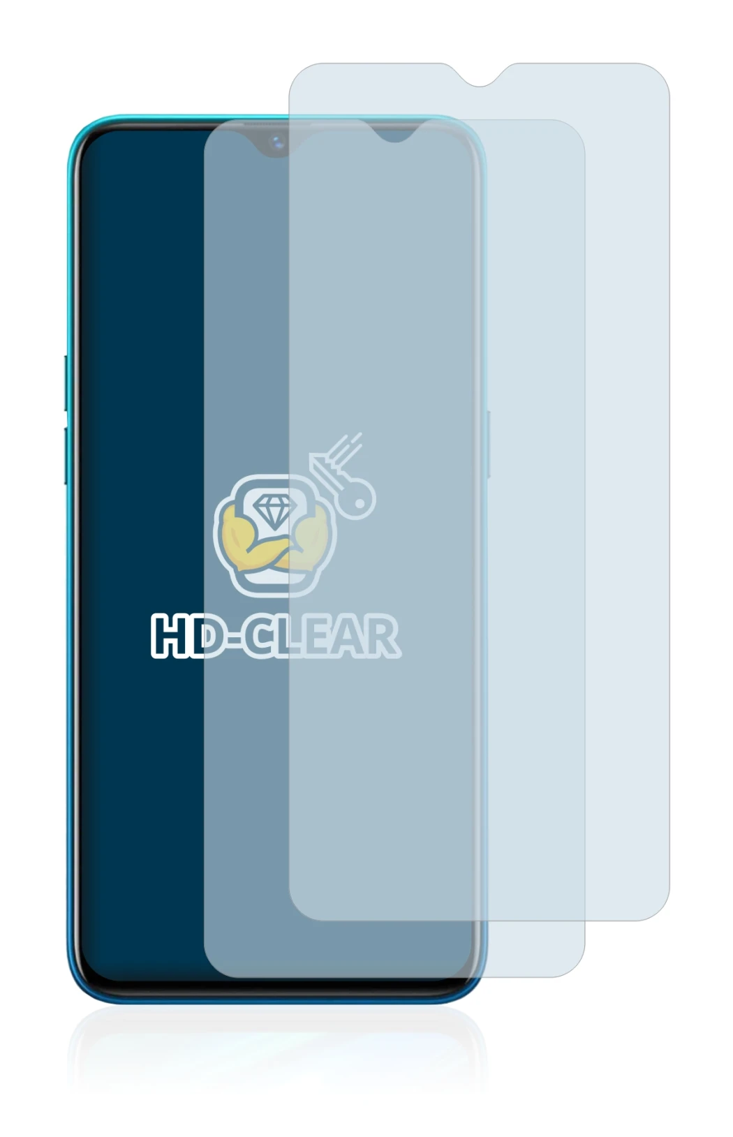 Image of the device realme 5 Pro with a wide variety of screen protectors.