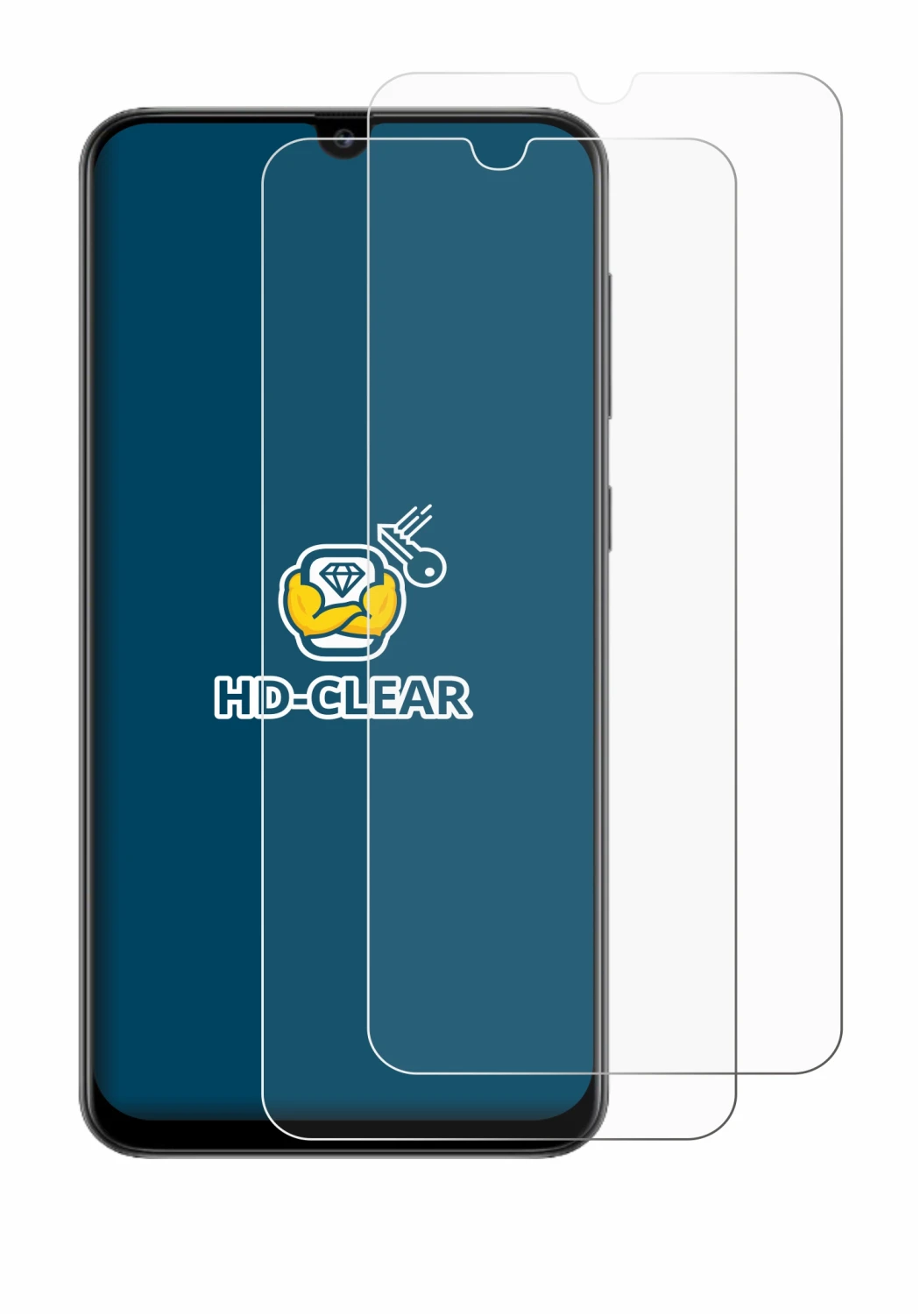 Image of the device Samsung Galaxy A50s with a wide variety of screen protectors.