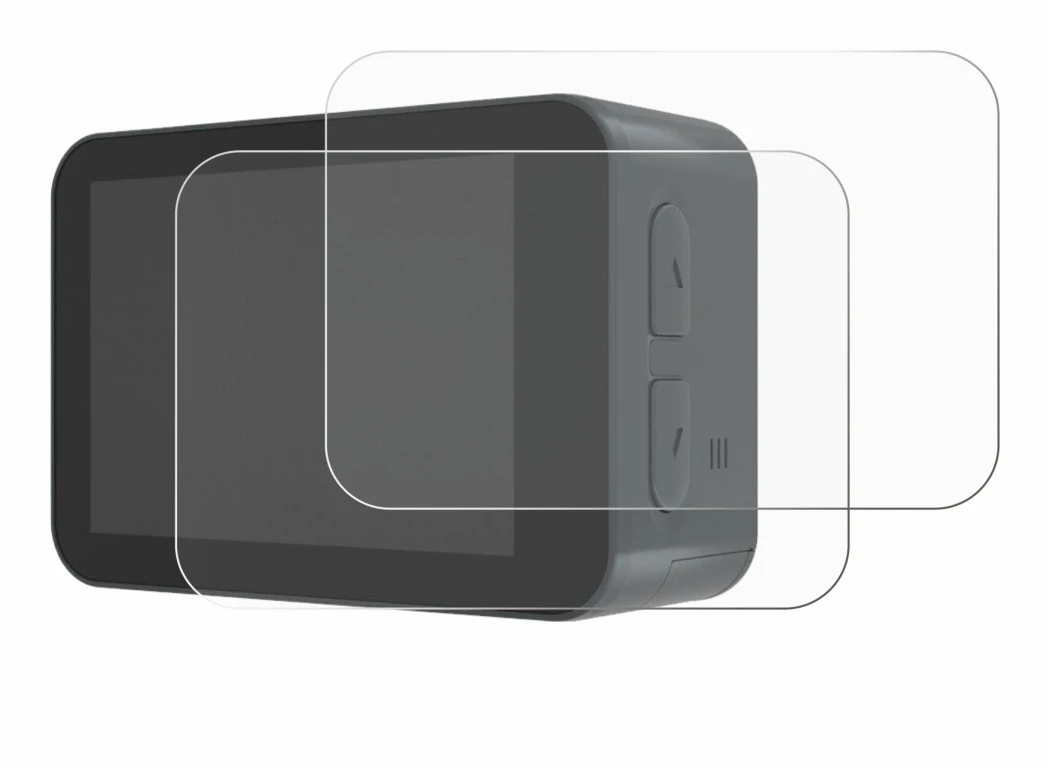 Image of the device Akaso V50X with a wide variety of screen protectors.