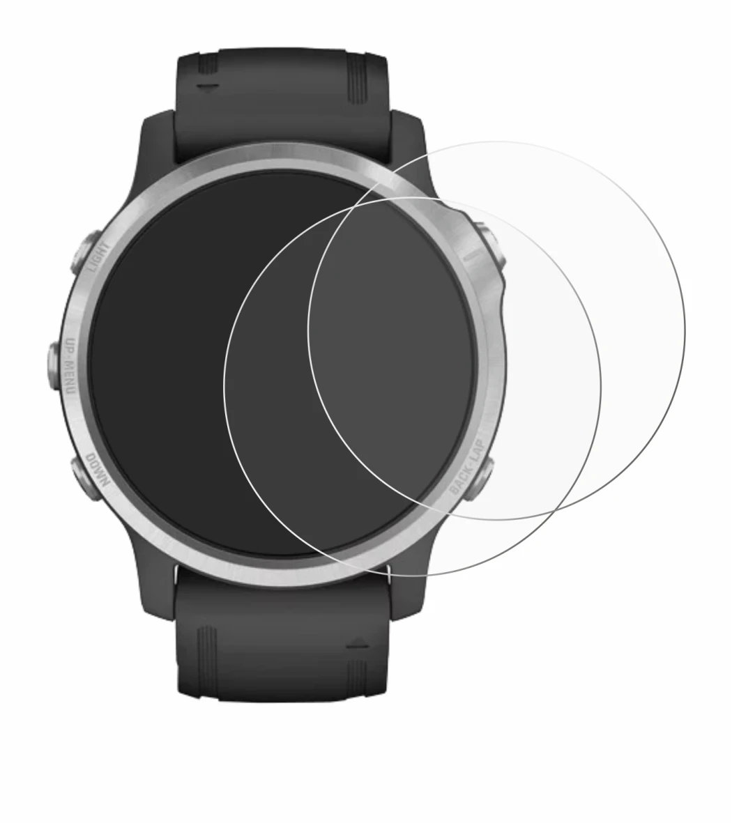 Image of the device Garmin Fenix 6S with a wide variety of screen protectors.