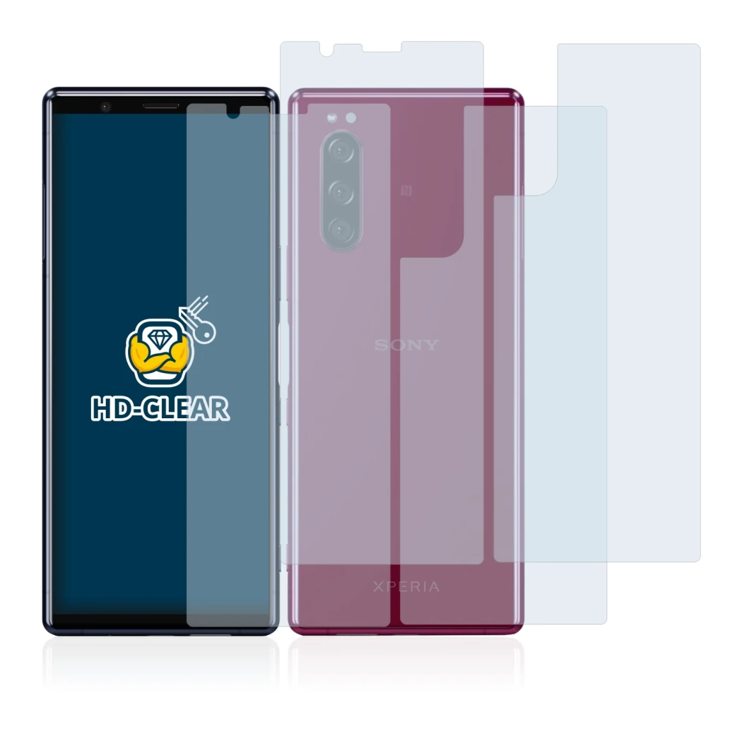 Image of the device Sony Xperia 5 (Front+Back) with a wide variety of screen protectors.