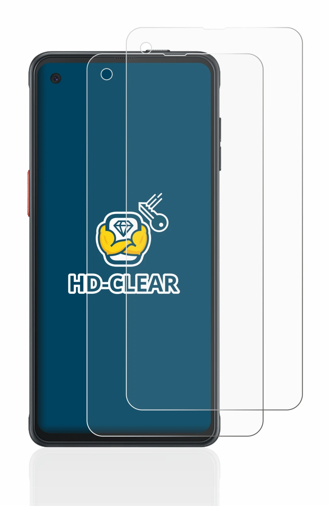 Image of the device Samsung Galaxy XCover Pro with a wide variety of screen protectors.