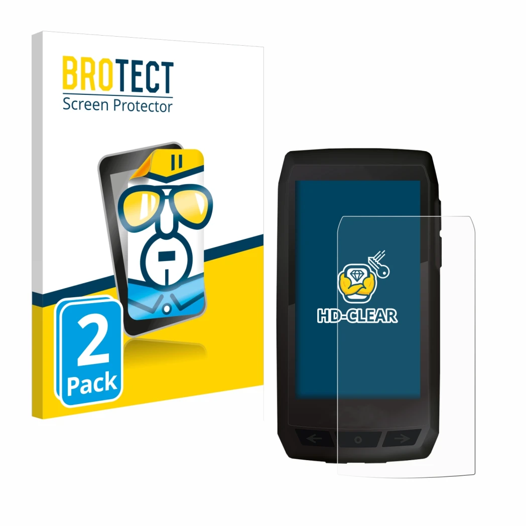Front side of a product packaging with the brand logo BROTECT. Next to it is the device Ciclo Navic 400 shown with the corresp