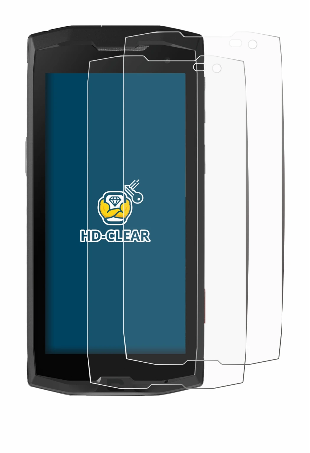 Image of the device Crosscall Core M4 with a wide variety of screen protectors.