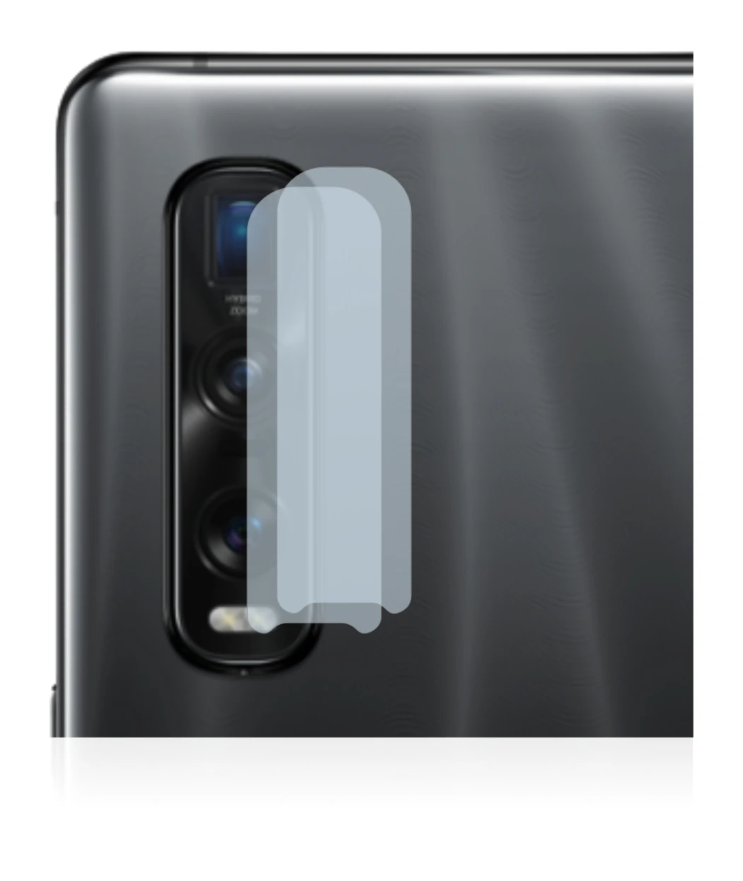 Image of the device Oppo Find X2 Pro (ONLY Camera Lens) with a wide variety of screen protectors.