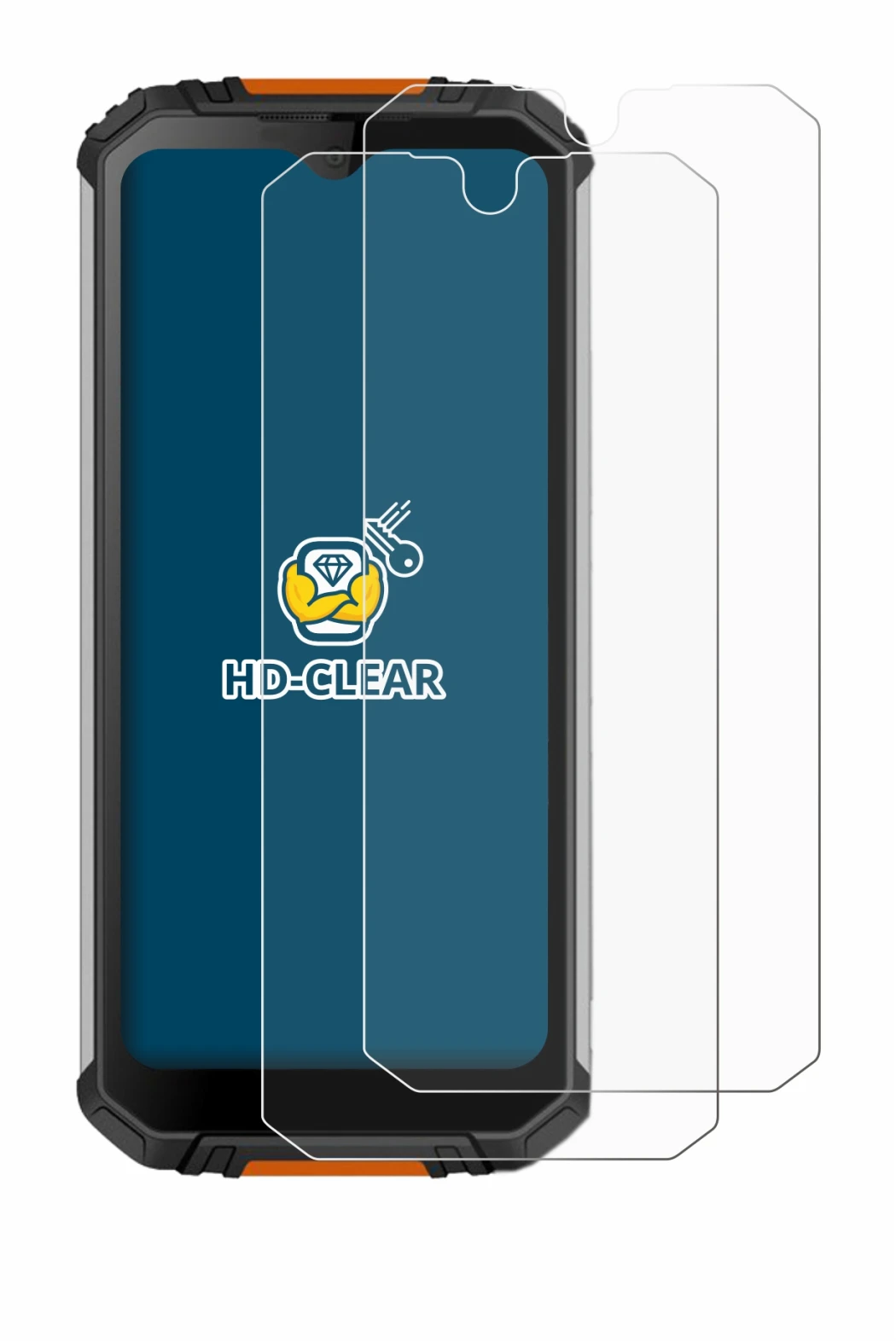 Image of the device Oukitel WP6 with a wide variety of screen protectors.
