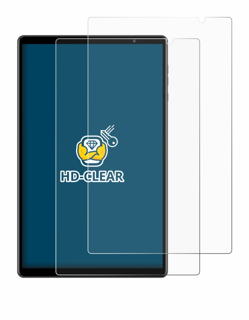 Image of the device Teclast P10S with a wide variety of screen protectors.