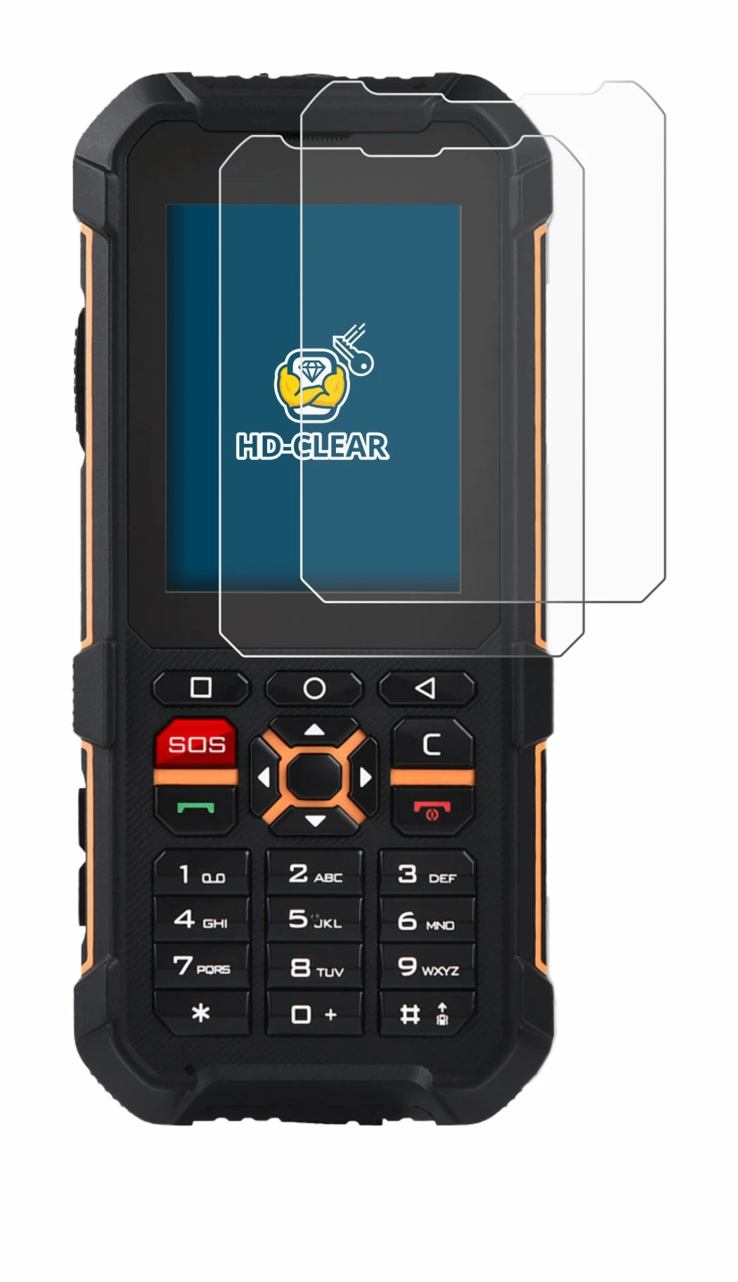Image of the device RugGear RG170 with a wide variety of screen protectors.
