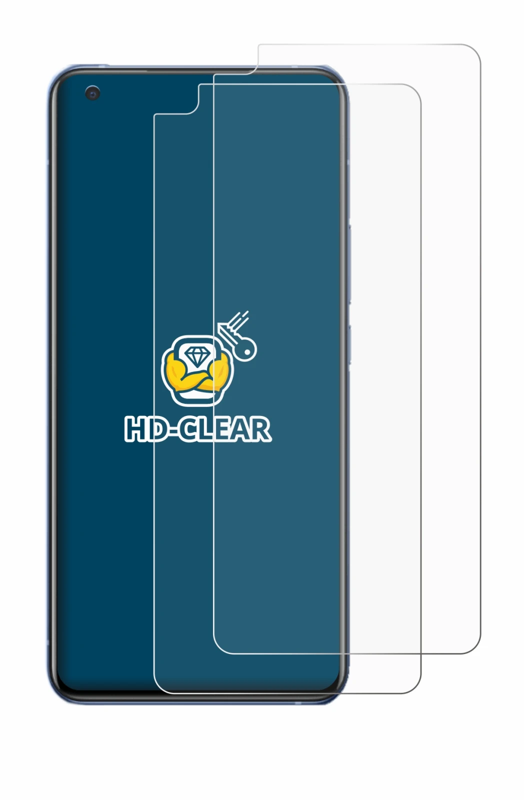 Image of the device Vivo X50 with a wide variety of screen protectors.