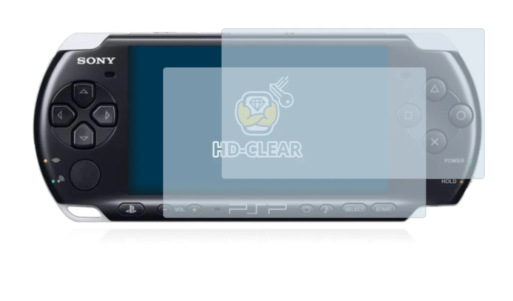 Image of the device Sony PSP 3003 with a wide variety of screen protectors.