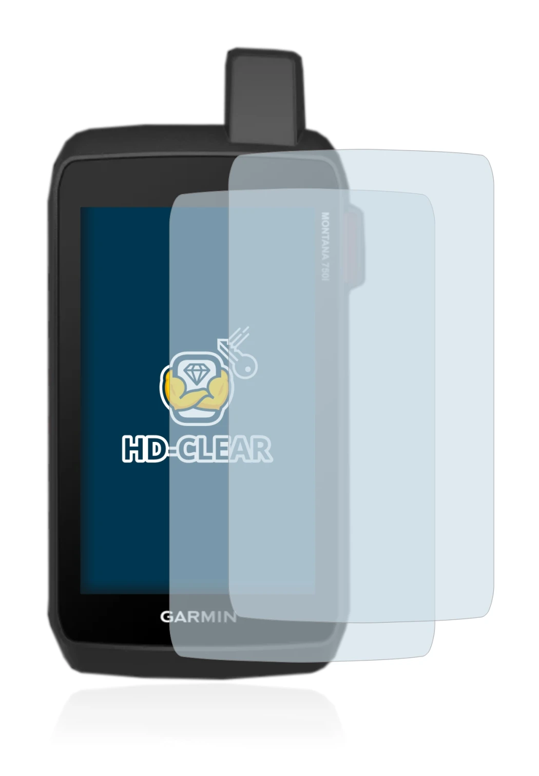 Image of the device Garmin Montana 750i with a wide variety of screen protectors.