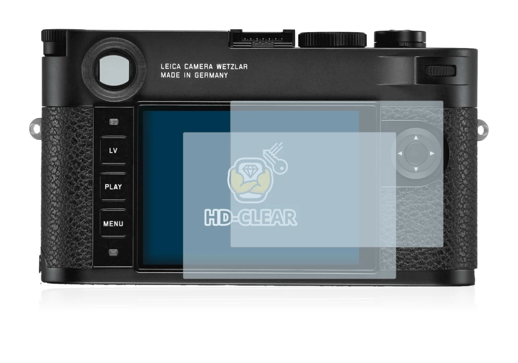 Image of the device Leica M10-R with a wide variety of screen protectors.