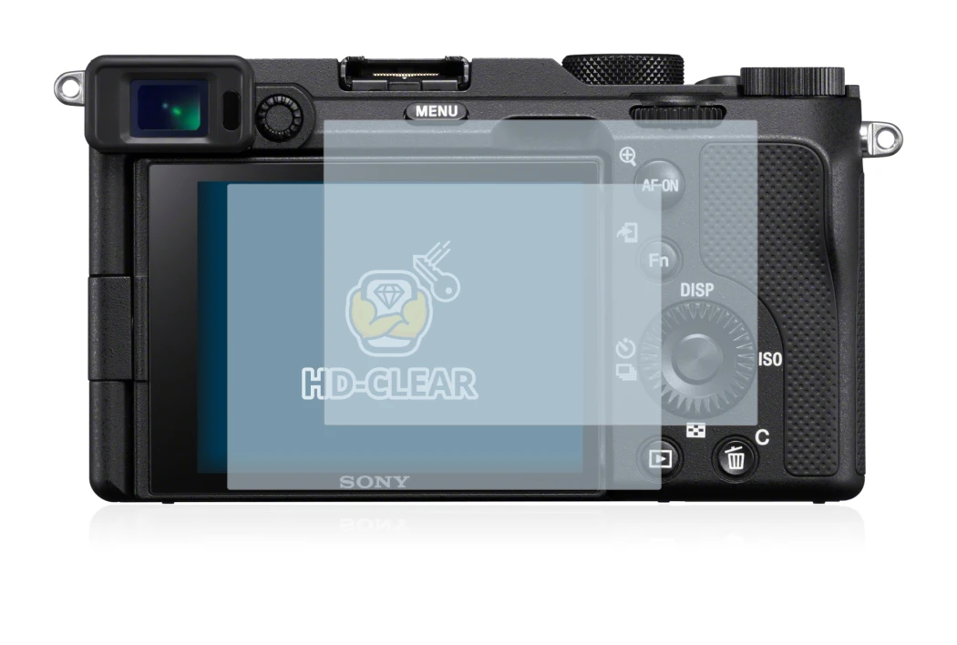 Image of the device Sony A7C with a wide variety of screen protectors.