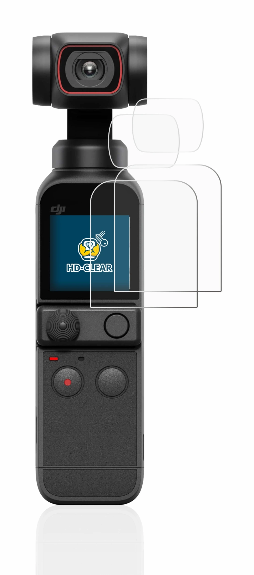 Image of the device DJI Osmo Pocket 2 (Display + Lens) with a wide variety of screen protectors.