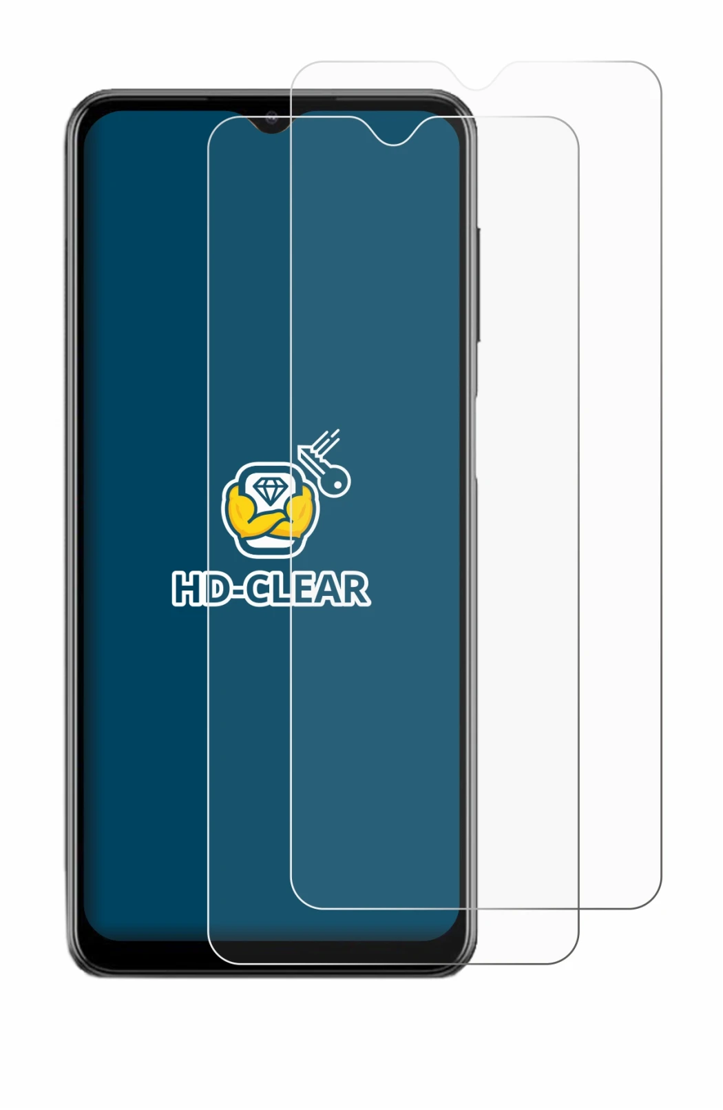 Image of the device Samsung Galaxy M12 with a wide variety of screen protectors.