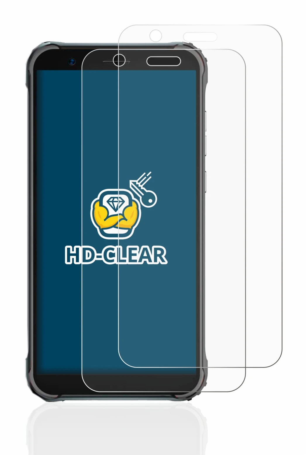 Image of the device Blackview BV4900 Pro with a wide variety of screen protectors.