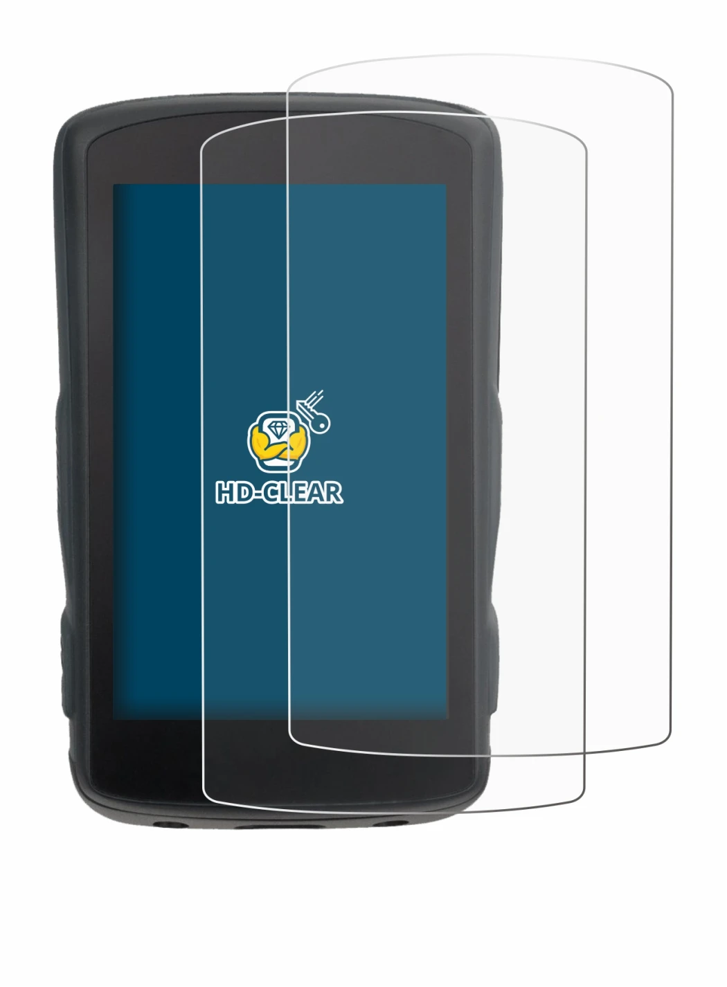 Image of the device Hammerhead Karoo 2 with a wide variety of screen protectors.
