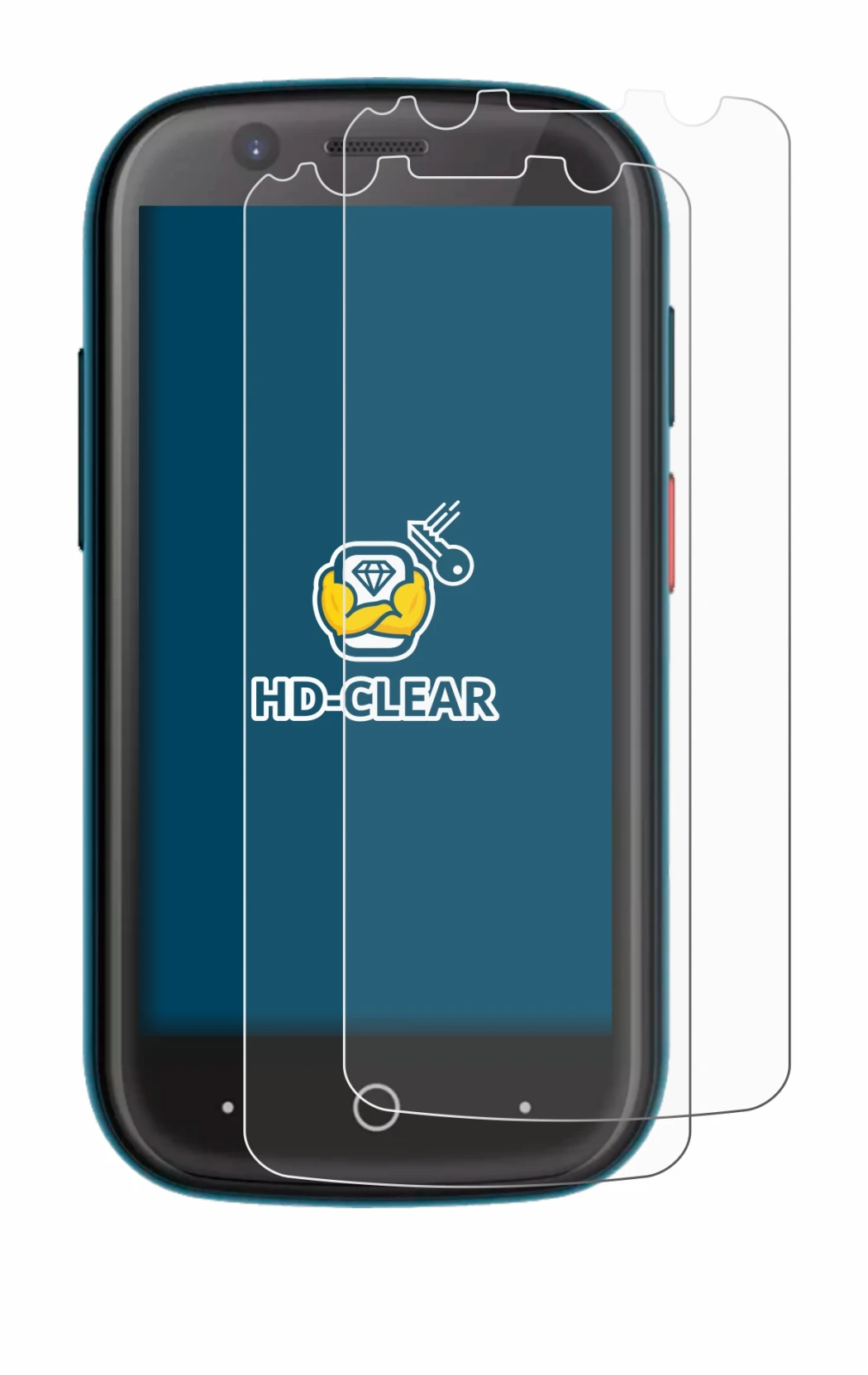 Image of the device Unihertz Jelly 2 with a wide variety of screen protectors.