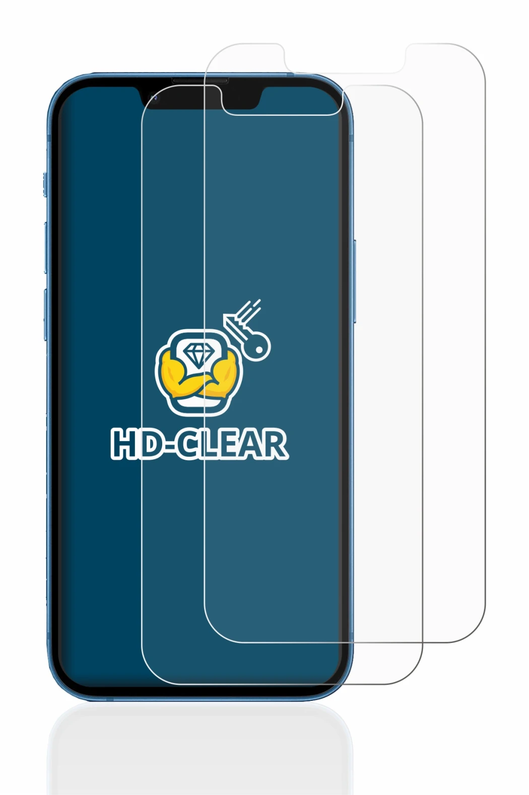 Image of the device Apple iPhone 13 mini with a wide variety of screen protectors.