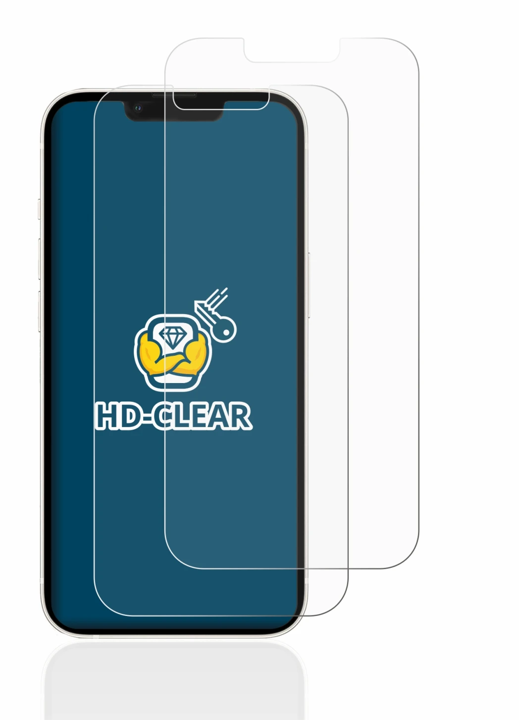 Image of the device Apple iPhone 13 with a wide variety of screen protectors.