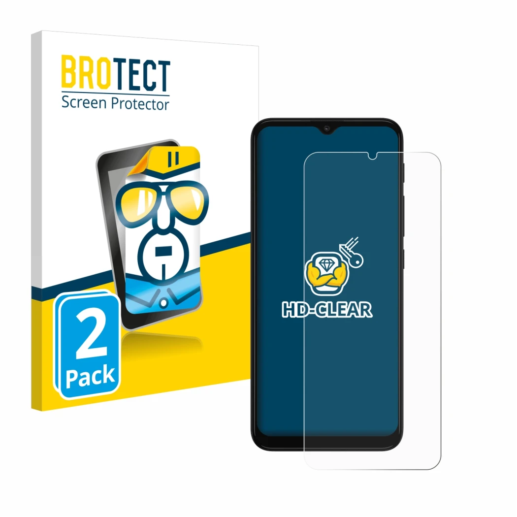 Front side of a product packaging with the brand logo BROTECT. Next to it is the device Motorola Moto G30 shown with the corre