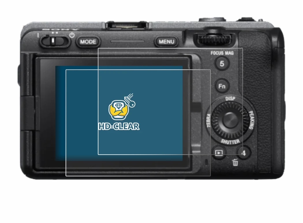 Image of the device Sony FX3 with a wide variety of screen protectors.