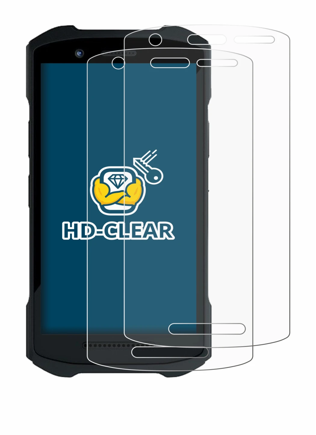 Image of the device Zebra TC26 with a wide variety of screen protectors.