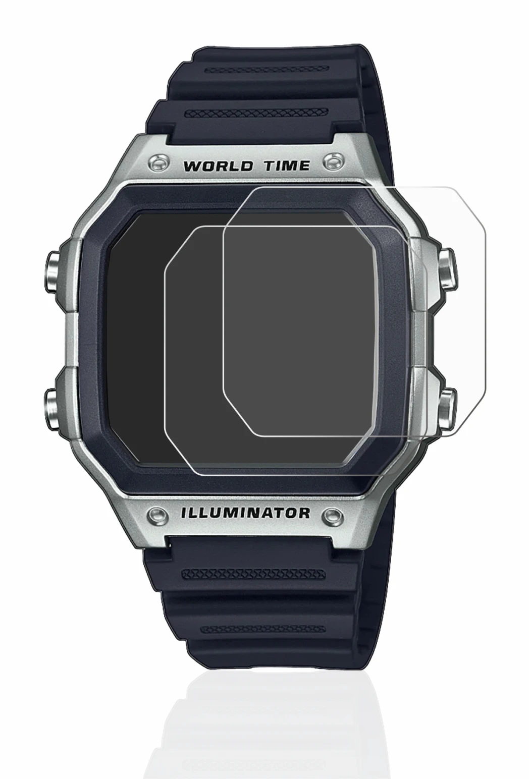 Image of the device Casio AE-1200WH with a wide variety of screen protectors.