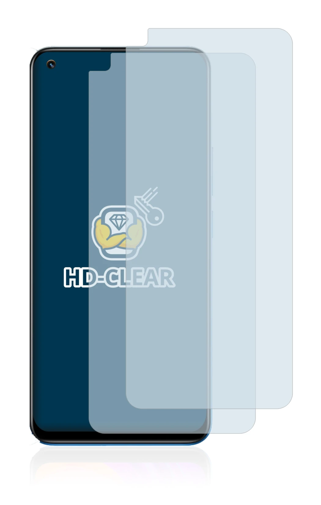 Image of the device realme 8 Pro with a wide variety of screen protectors.