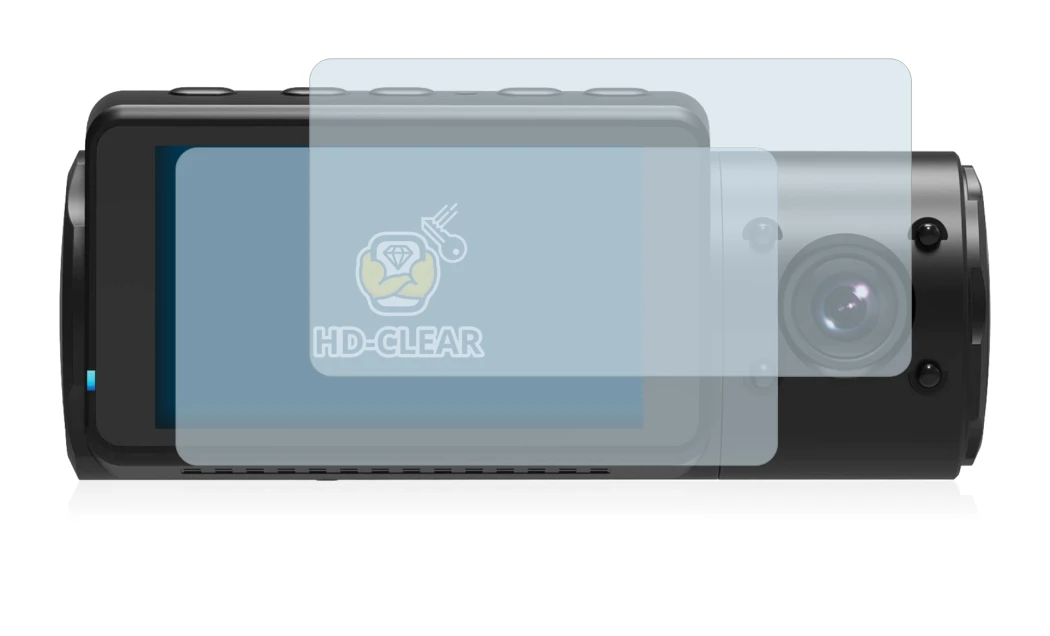 Image of the device Vantrue N4 with a wide variety of screen protectors.