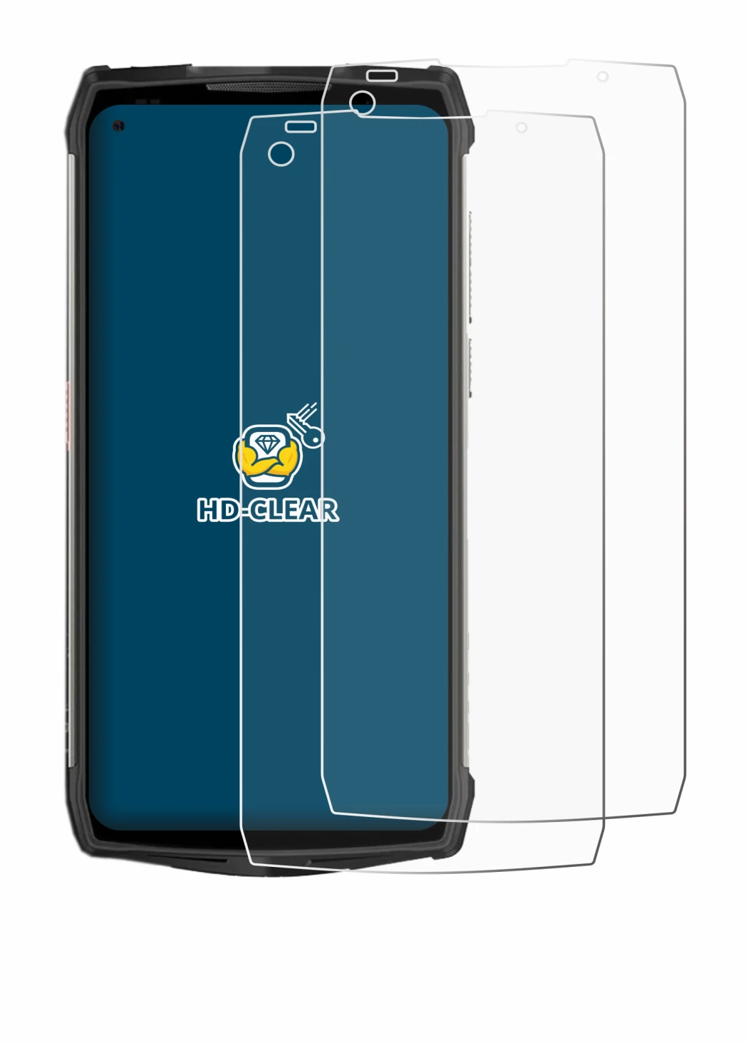 Image of the device Ulefone Power Armor 13 with a wide variety of screen protectors.