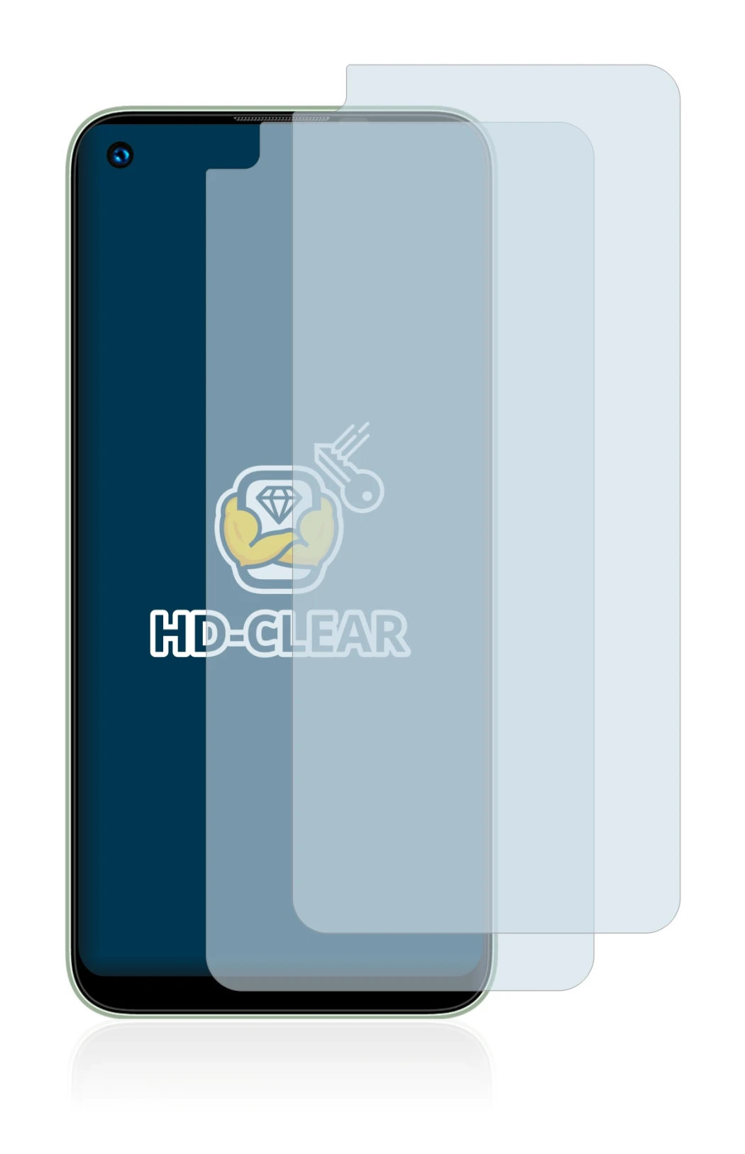 Image of the device Oukitel C21 Pro with a wide variety of screen protectors.