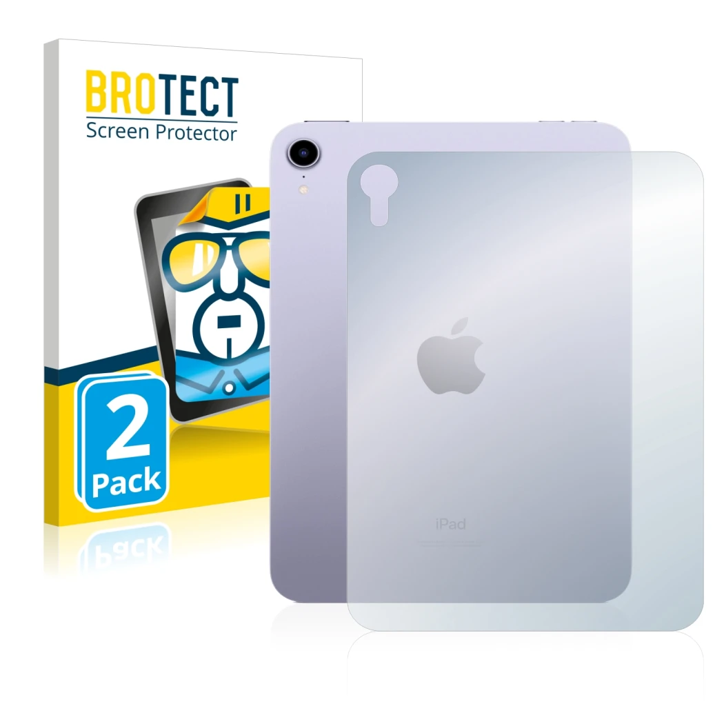 Front side of a product packaging with the brand logo BROTECT. Next to it is the device Apple iPad Mini 6 WiFi 2021 (6. Gen, B