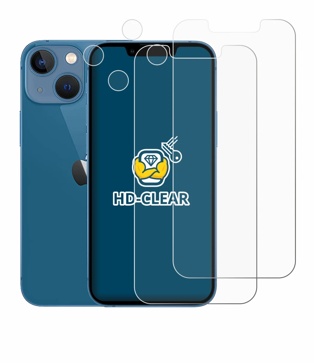 Image of the device Apple iPhone 13 mini (Front+Camera) with a wide variety of screen protectors.