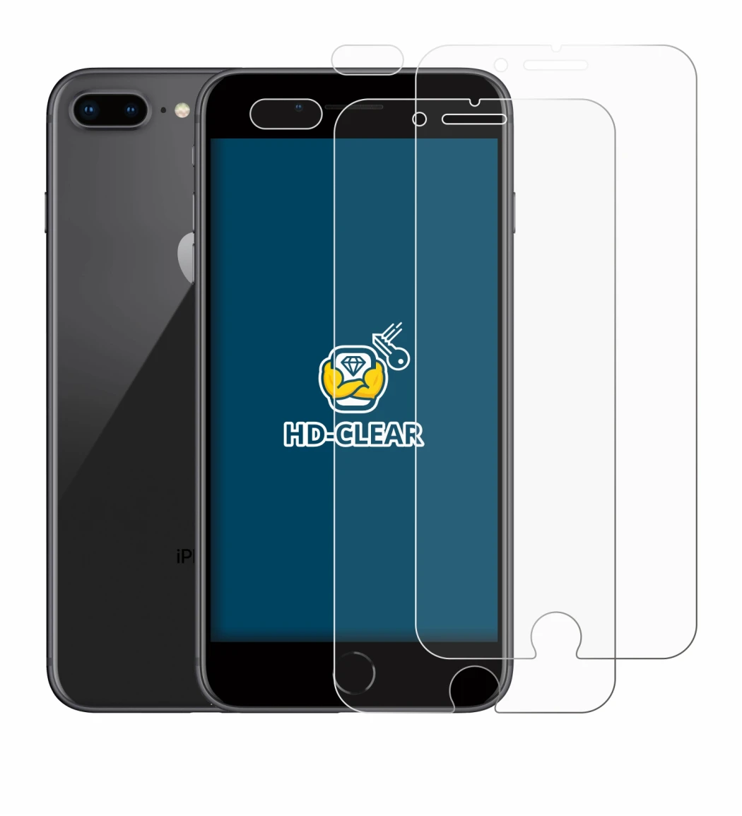 Image of the device Apple iPhone 8 Plus (Front+Camera) with a wide variety of screen protectors.