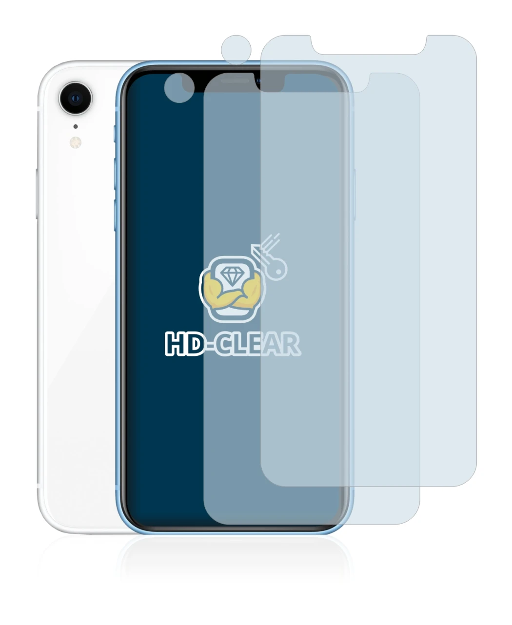 Image of the device Apple iPhone XR (Front+Camera) with a wide variety of screen protectors.