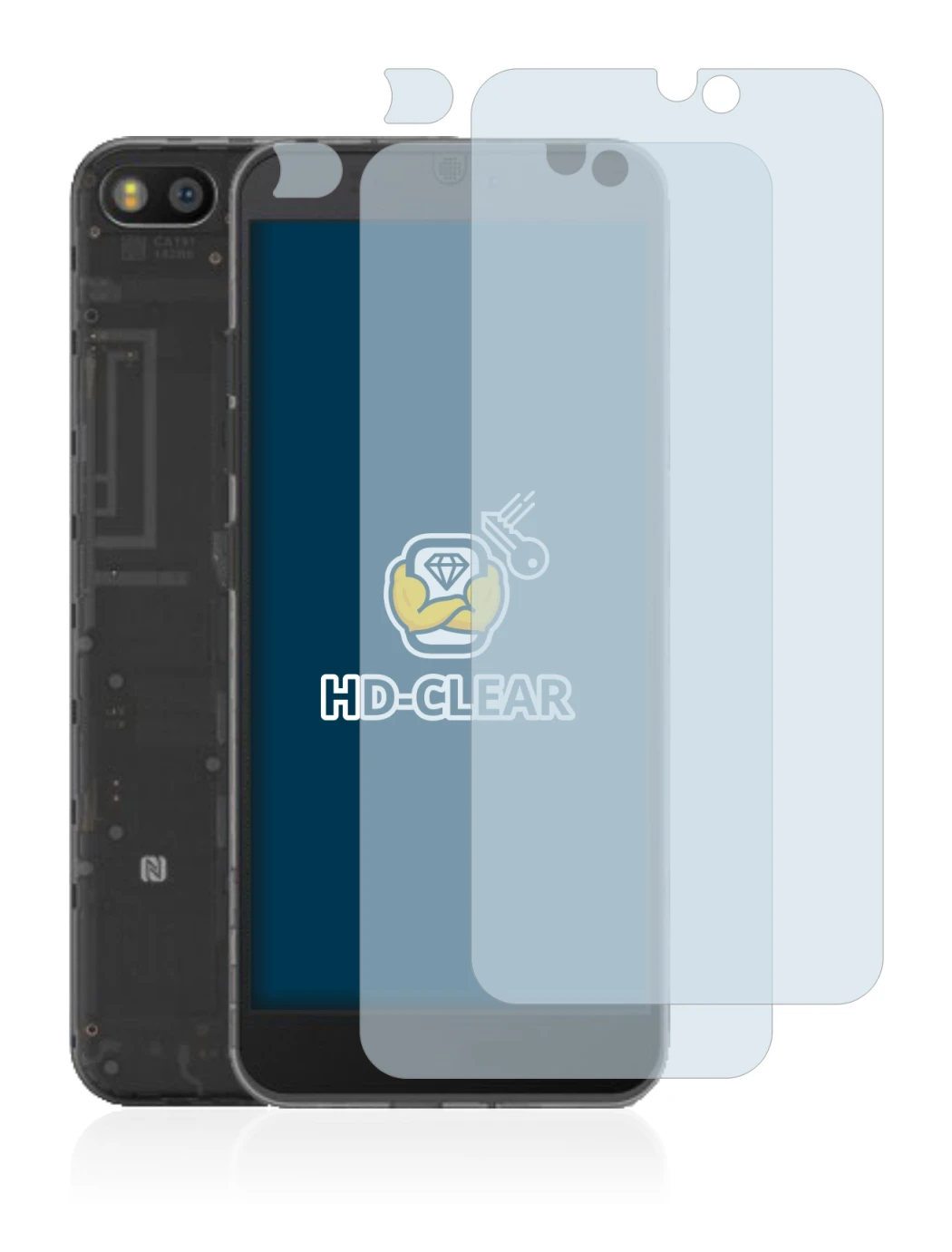 Image of the device Fairphone 3 (Front+Camera) with a wide variety of screen protectors.