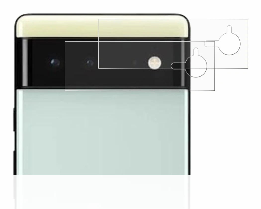 Image of the device Google Pixel 6 (ONLY Camera Lens) with a wide variety of screen protectors.