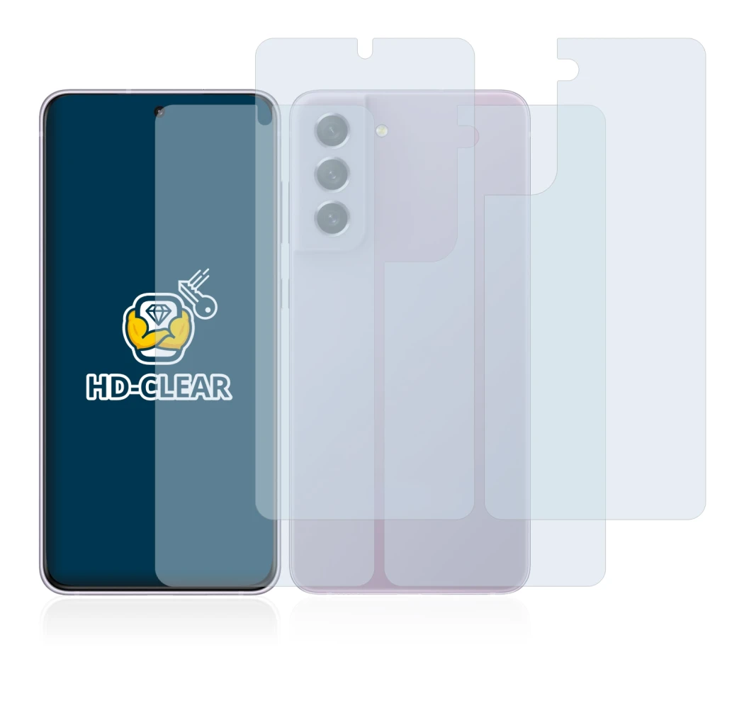 Image of the device Samsung Galaxy S21 FE 5G (Front+Back) with a wide variety of screen protectors.