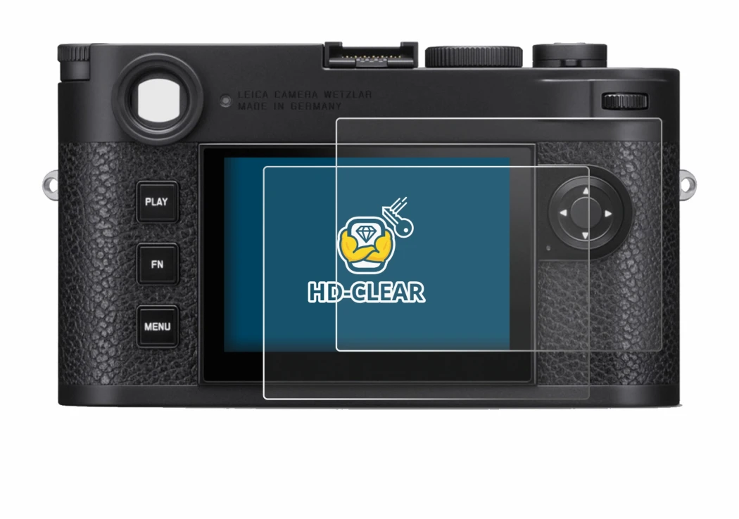 Image of the device Leica M11 with a wide variety of screen protectors.