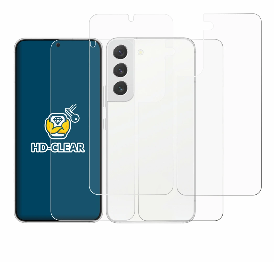 Image of the device Samsung Galaxy S22 5G (Front+Back) with a wide variety of screen protectors.