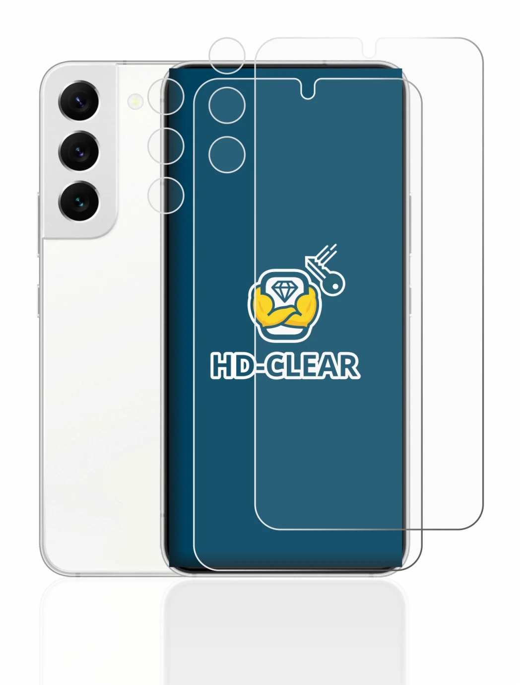 Image of the device Samsung Galaxy S22 5G (Front+Camera) with a wide variety of screen protectors.