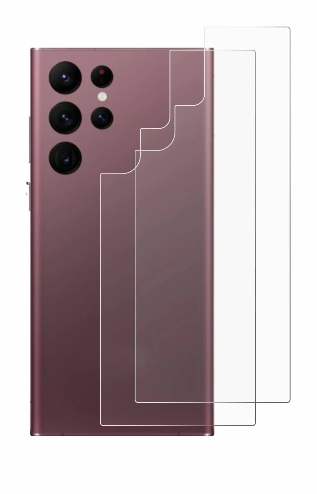 Image of the device Samsung Galaxy S22 Ultra 5G (Back) with a wide variety of screen protectors.