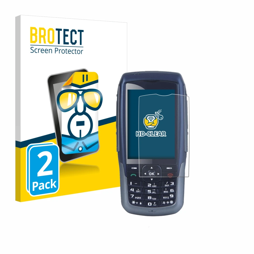 Front side of a product packaging with the brand logo BROTECT. Next to it is the device Malux SED GPH-610R shown with the corr