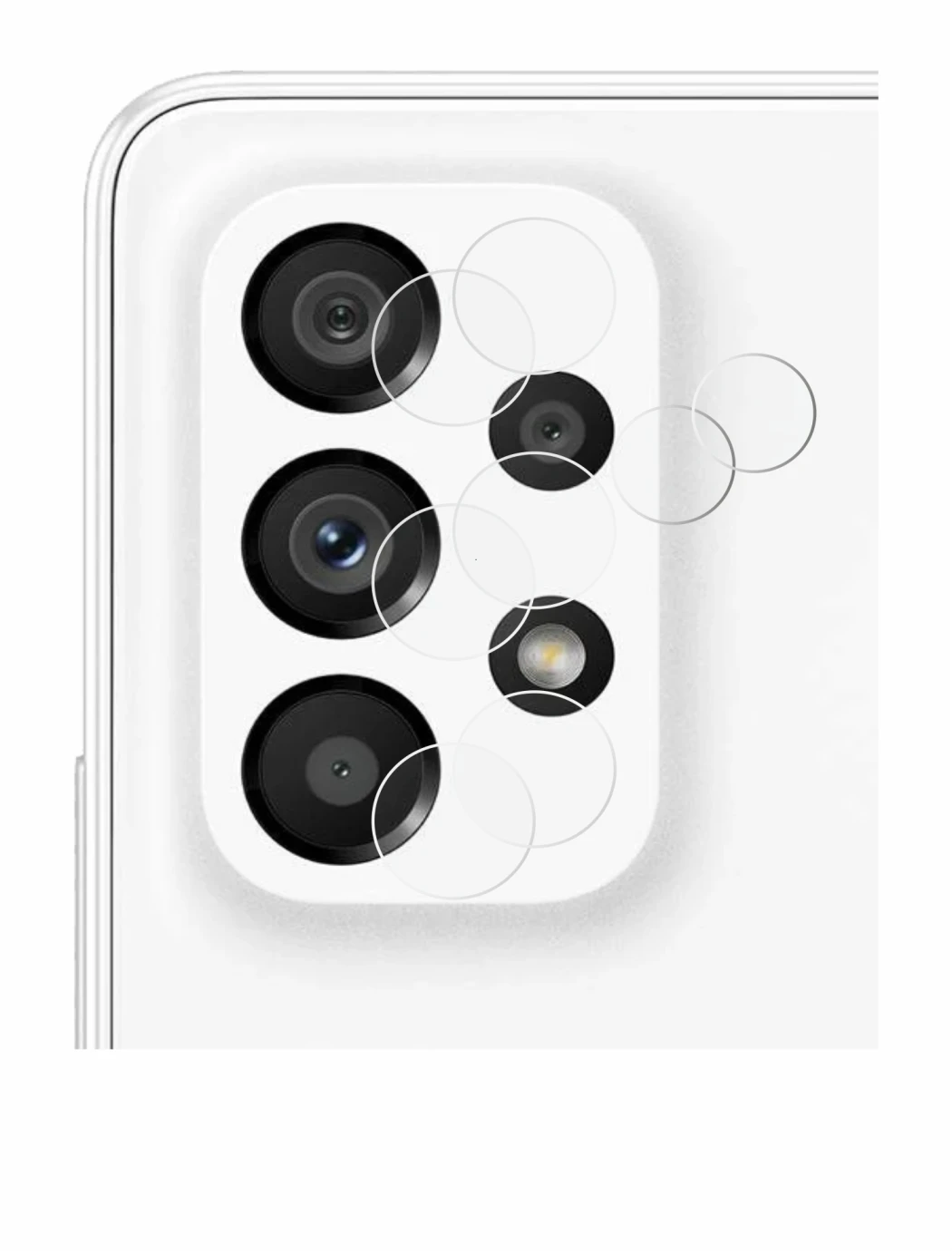 Image of the device Samsung Galaxy A53 5G (ONLY Camera Lens) with a wide variety of screen protectors.