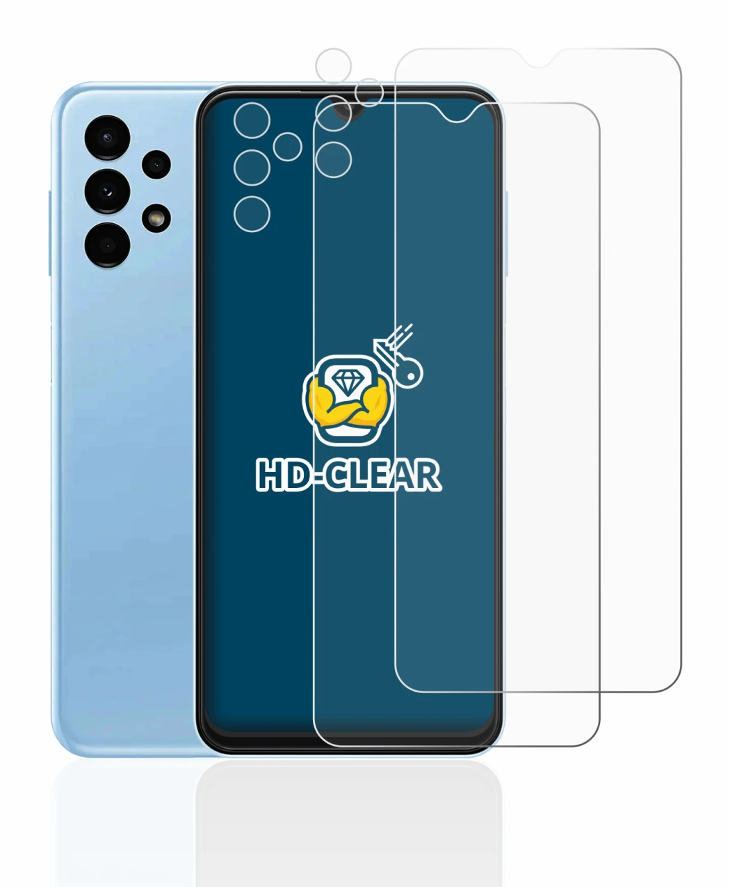 Image of the device Samsung Galaxy A13 (Front+Camera) with a wide variety of screen protectors.