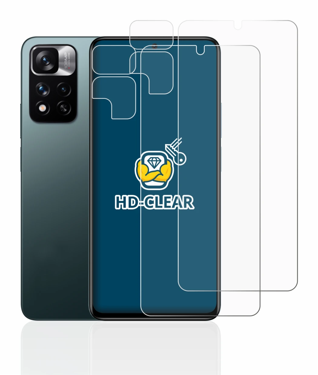 Image of the device Xiaomi Redmi Note 11 Pro+ 5G (Front+Camera) with a wide variety of screen protectors.