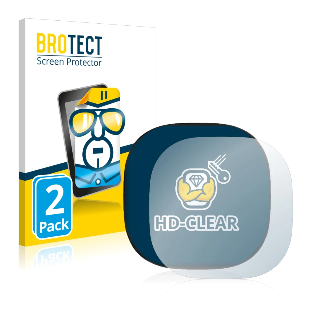 Front side of a product packaging with the brand logo BROTECT. Next to it is the device ecobee Smart Thermostat Premium shown