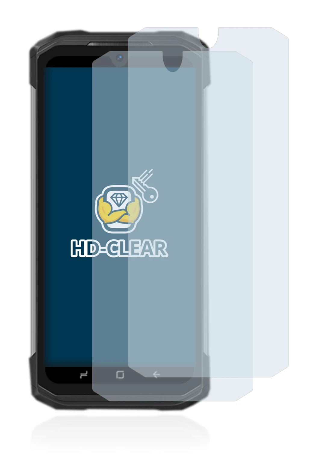 Image of the device Doogee S98 Pro with a wide variety of screen protectors.