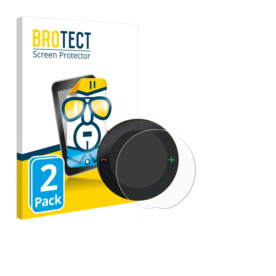 Front side of a product packaging with the brand logo BROTECT. Next to it is the device Beeline Velo 2 shown with the correspo